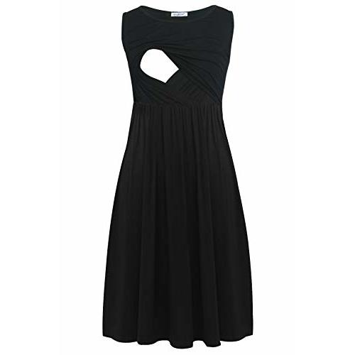 Smallshow Women's Sleeveless Nursing Dresses | Patchwork, Maternity, Breastfeeding