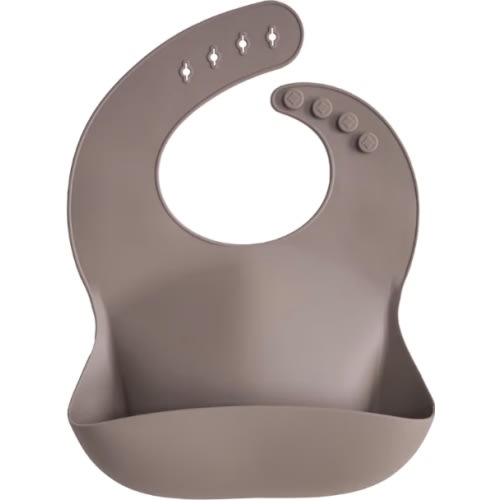 mushie Silicone Baby Bib | Adjustable Fit Waterproof Bibs (Dove Gray)