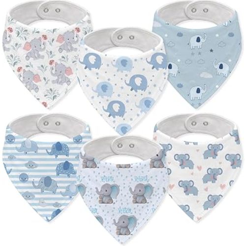 Elephant Muslin Baby Bandana Bibs Drooling Bibs