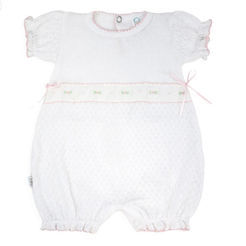 Paty Knit Ruffle Hem Bubble with Swiss Embroidered Trim