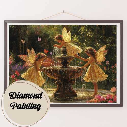 Fairy Fountain Diamond Painting Kit: Sparkling Gem Art