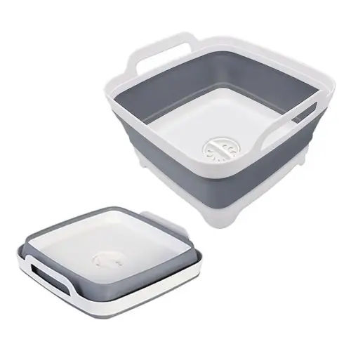 Collapsible Dish Basin with Drain Plug, 1 Count 9L Space Saving - TikTok Shop