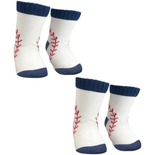 Baby Socks 2 Pairs Baseball Socks for Boys and Girls First Birthday Outfit Infants 6-12 Months