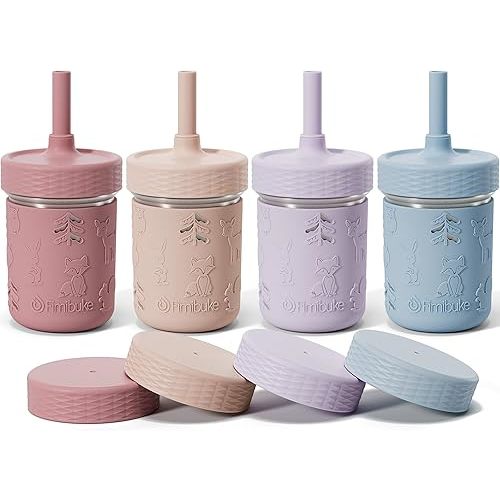 Fimibuke Toddler Cups Spill Proof, 8 OZ Stainless Steel Sippy Cups for Kids