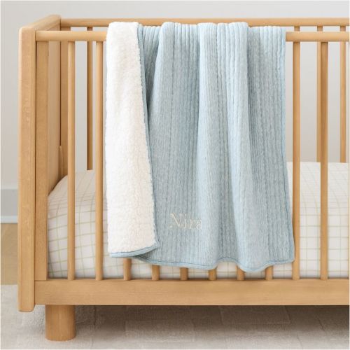 Cozy Jersey Linear Cloud Baby Blanket - Mist Blue