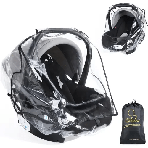 Car Seat Rain Cover Universal, Food Grade EVA, Waterproof Weather Shield for Infant Car Seat with Storage Bag, Baby Car Seat Stroller Rain Cover Features Side Ventilation, Quick-Access Roll-Up Door