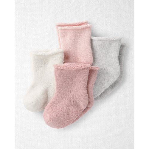 Baby Girl 4-Pack Slip Resistant Socks Made with Organic Cotton