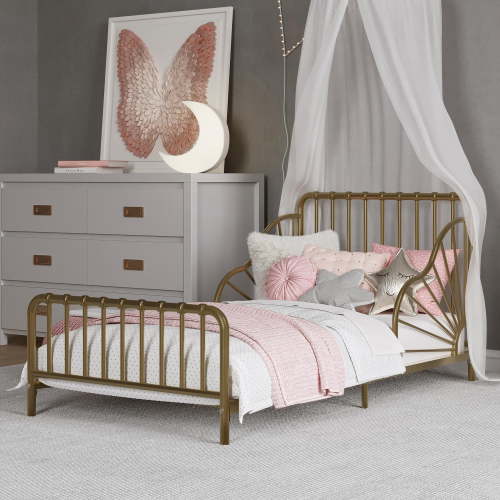 Little Seeds Quinn Whimsical Metal Toddler Bed, Gold