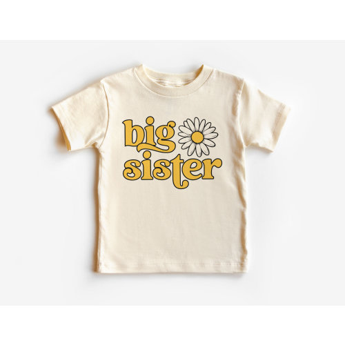Big Sister Daisy Flower Shirt - Cute New Big Sis Gift - Matching Hospital Outfits - Summer Tees - Boho Natural Toddler & Youth Tee