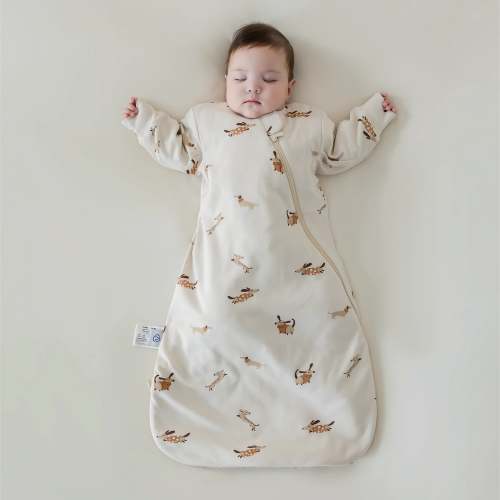 All Season Long Sleeve Sleep Sack 1.0 TOG - Organic Cotton & Camel Wool - Sunny Pup