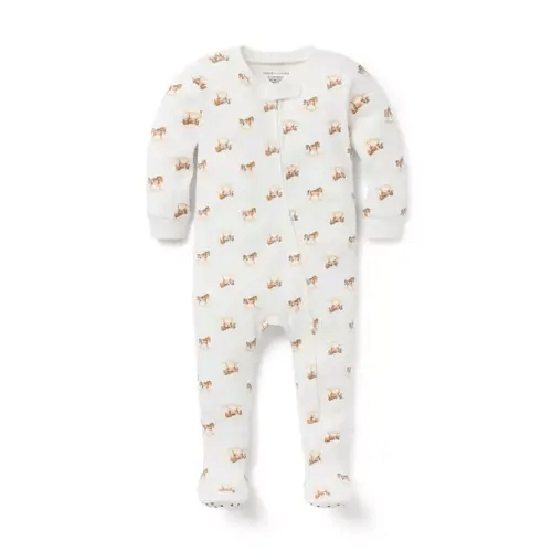 Baby Jet Ivory Rocking Horse Baby Good Night Footed Pajama In Rocking Horse by Janie and Jack
