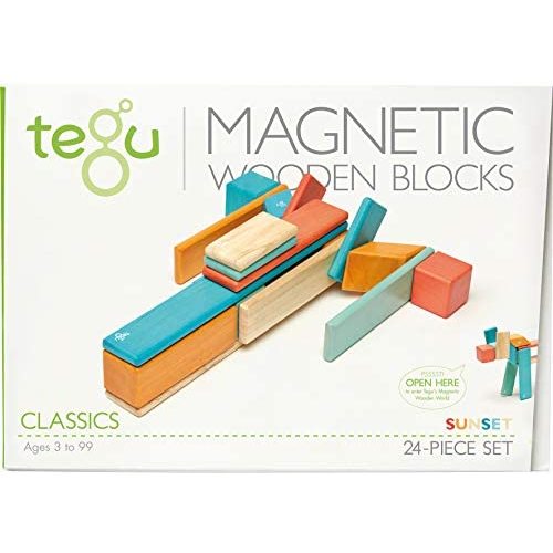 24 Piece Tegu Magnetic Wooden Block Set, Sunset