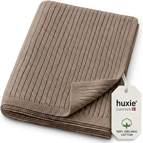 Knitted Organic Cotton Baby Blanket- Swaddle Blanket, 30" x 40" Soft Receiving Blanket for Newborn (Mochachino)