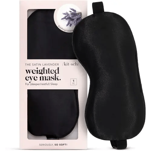 Kitsch Weighted Satin Sleep Mask - Weighted Eye Masks for Sleep and Travel - Lavender Ultra-Soft Sleeping Eye Mask for Women and Men - Light Blocking, Adjustable Strap, (4.1oz/116g)