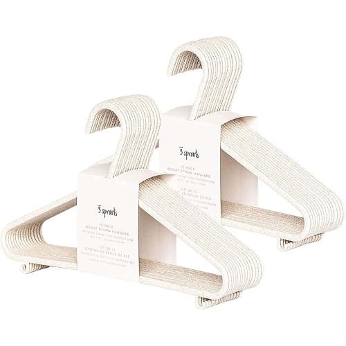 3 Sprouts Baby Wheat Straw Plastic Clothes Hangers - Pack of 30 - Speckled Cream