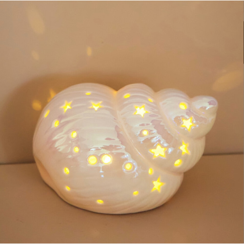 Ceramic White Conch Shell LED Night Light | Lisa Angel