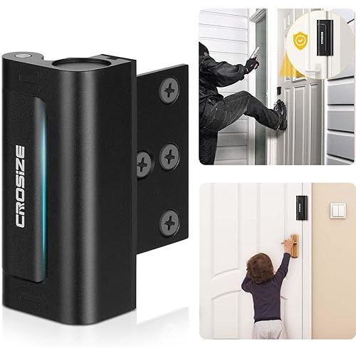 Home Security Door Lock, Upgraded Metal Door Reinforcement Lock, 3" Withstands 1000 lbs of Impact for Inward Swing Doors, Defender Door Locks for Kids Safety, Prevent Unauthorized Entry (Black)
