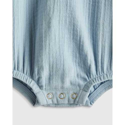Organic Cotton Gauze Bubble Romper in Ocean Breeze