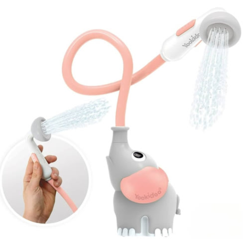 Yookidoo Baby Bath Shower Head - Elephant Bath Toy and Trunk Spout Rinser - for Newborn Babies in Tub Or Sink (Pink)