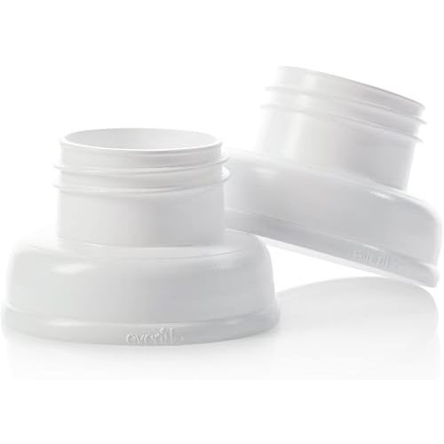 Evenflo Feeding Breast Pump Adapter to Balance Plus Wide Neck Baby Bottle (Pack of 2), White (5142112)