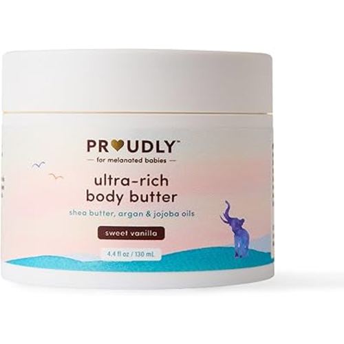 PROUDLY Ultra-Rich Body Butter by Gabrielle Union & Dwyane Wade, Lotion for Babies, Kids & Adults, Shea Butter & Argan Oil for Deep Moisture, Sweet Vanilla, 4.4 oz