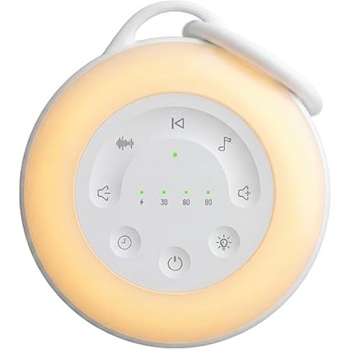 Portable White Noise Machine with Night Light & Bluetooth, 24 Seamless Sounds, 30H Rechargeable 2000mAh Battery, Sleep Sound Machine for Baby & Adults, Travel, Nursery & Home