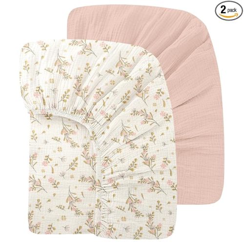 2 Pack 100% Cotton Baby Crib Sheets Muslin