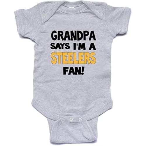 NanyCrafts Baby's My Grandpa Says I'm a Steelers Fan Bodysuit, Baby Steelers Fan