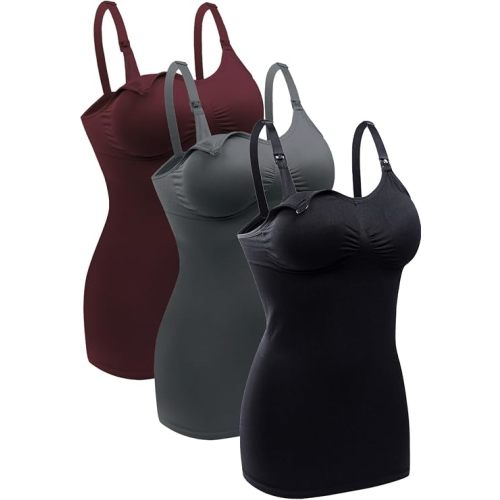 Womens Nursing Tank Tops Built in Bra for Breastfeeding Maternity Camisole Brasieres
