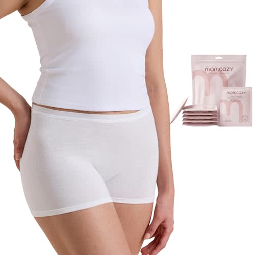Momcozy 7 Pcs 100% Cotton Postpartum Underwear for Women, Breathable Mid-High Waist Disposable Underwear with Wide Gusset