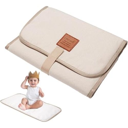 Changing Mat Portable - 1Pcs Portable Changing Mat, Waterproof Foldable Baby Changer Pads, Machine Washable, Travel Baby Changer Pads for Moms and Dads (Ivory)