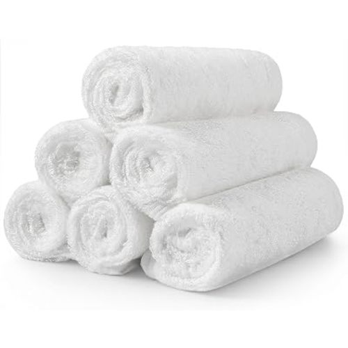 MUKIN Baby Washcloths，Reusable Face Towels, Gentle for Sensitive Skin & Newborns – Highly Absorbent Wash Cloths for Bath, Burping, Makeup Removal，6 Pack – 10"x10"