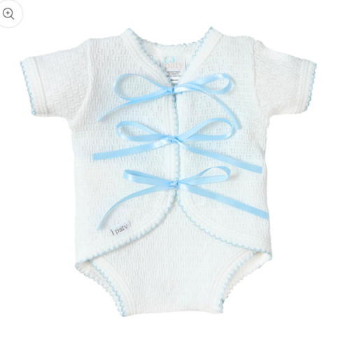 Paty Knit Ribbon Tie Onesie with Built-In Diaper Cover - PatyInc