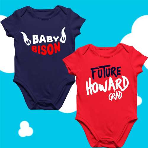 Howard University 2-Pack (Infant Bodysuit) - HBCU Howard Kids Clothing, Howard Alumni Tee, Howard Infant Baby Bodysuits, Howard Youth