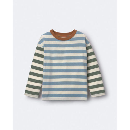 Toddler Long-Sleeve Relaxed Tee in Stripes - Blue/Olive - Otter Avenue | Carter's