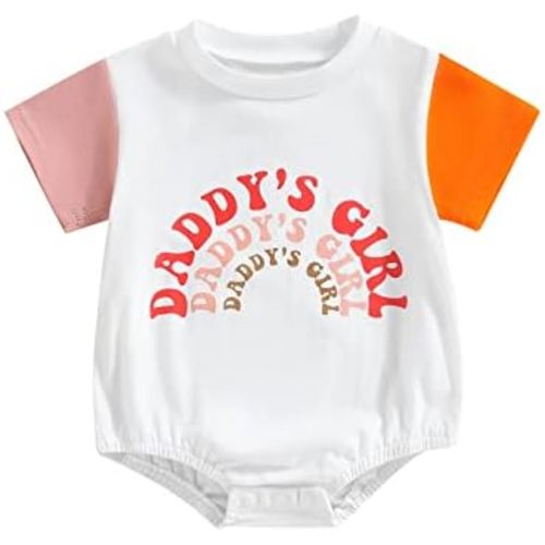Sejardin Newborn Baby Girl Romper Daddys Girl Summer Clothes Short Sleeve Round Neck Playsuit Infant Girl Outfit