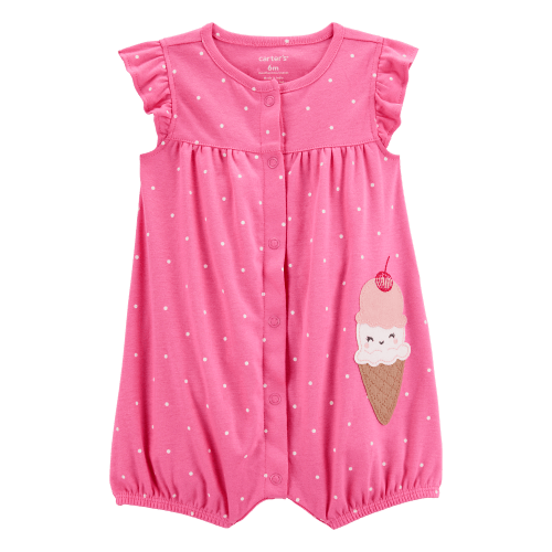 Baby Ice Cream Short-Sleeve Cotton Romper - Pink - Carter's | Carter's