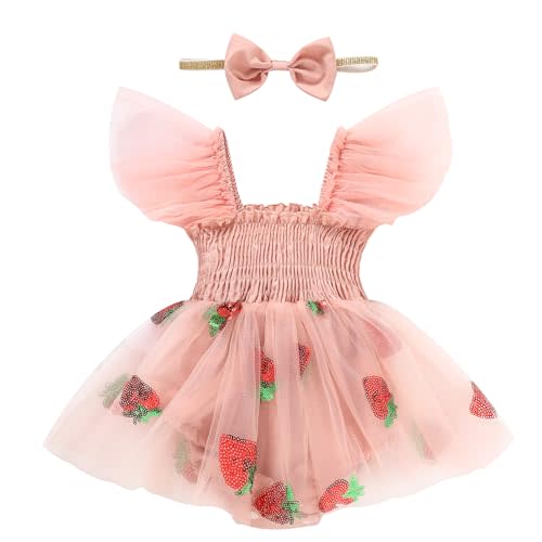 TITKKOP Baby Girl Clothes Infant Tulle Romper Ruffe Sleeveless Bodysuit Baby Girl Outfits Infant Girl Dress 0-18M