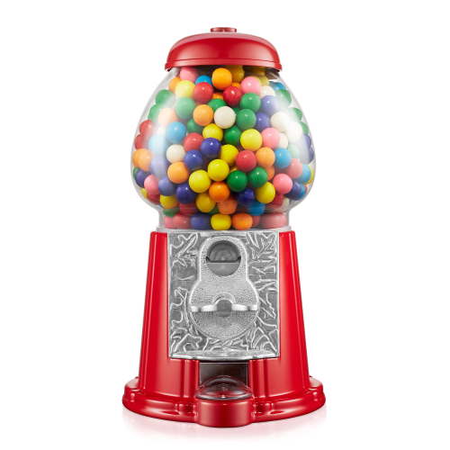 Olde Midway 12" Gumball Machine with Coin Bank - Red, Antique-Style Bubble Gum Candy Dispenser