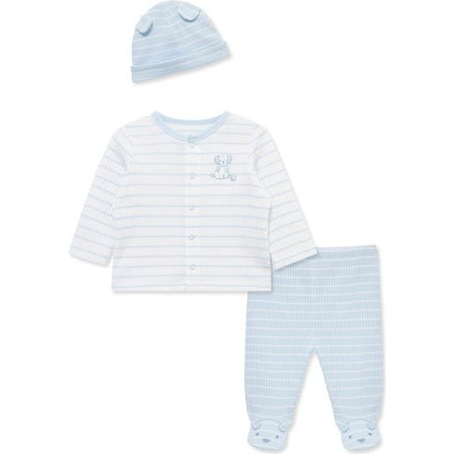 3-Piece Rib Cardigan, Joggers & Cap Set