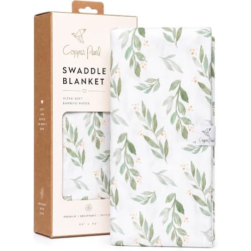 Copper Pearl Swaddle Blankets for Newborns | Soft Stretchy Receiving Blankets for Boys and Girls | Large 46 x 46 Inch Baby Blankets | Lightweight and Breathable Swaddles | Fern