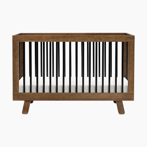 babyletto Hudson 3-in-1 Convertible Crib with Toddler Bed Conversion Kit - Natural Walnut/Black