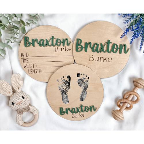 Custom Baby Arrival Announcement Sign, Baby Name With Birth Stats, Baby Name Reveal, Personalized Baby Announcement, Footprint Hospital Sign
