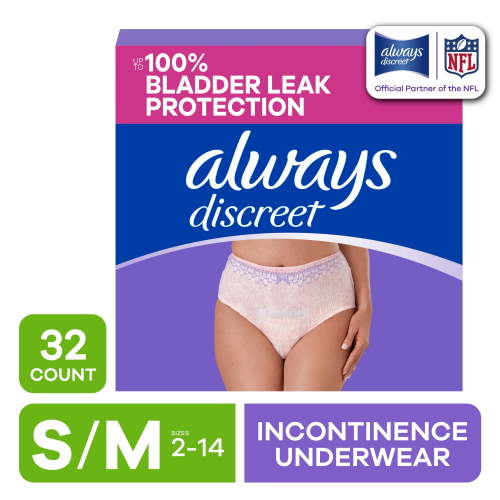 Always Discreet, Adult Diapers for Women, S M, Pink