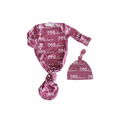 Best Selling Pinks Personalized Font Duo Newborn Baby Knot Gown | Caden Lane