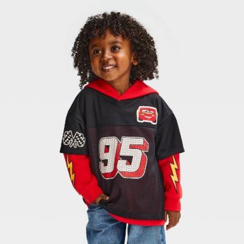 Toddler Boys' Disney Cars Lightning McQueen 2- Fer Hoodie - Red/Black 3T