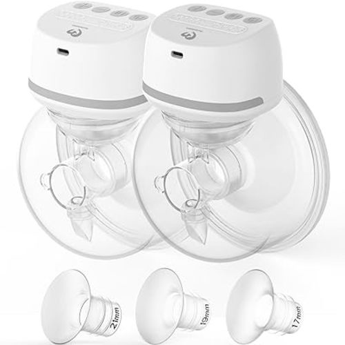 Bellababy Wearable Breast Pumps Hands Free, Low Noise Pain Free, 4 Modes 6 Levels of Suction, Wireless Double Electric Breast Pumps Portable. (24mm Flanges, 21/19/17mm Inserts)