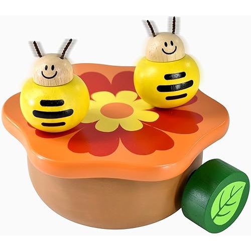 I'm Wooden Music Box Mechanism - Rock n Roll Dancing Bug on Flower Playing Minuet No.3 for Kids (Bee)