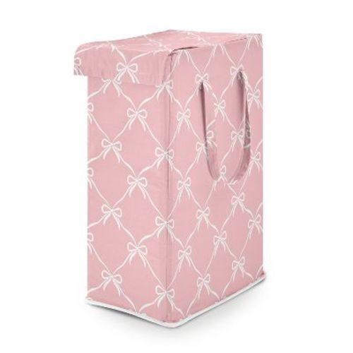Sweet Jojo Designs Baby Girl Foldable Laundry Hamper with Handles Ballerina and Ballet Bows Pink and White