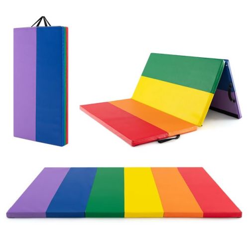 Costway Tri-Folding Gymnastics Mat 6' x 4' Tumbling Mat with Carrying Handles